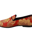 Dolce & Gabbana Rose Gold Brocade Loafers Slide Flats