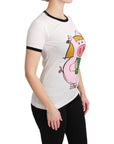 Dolce & Gabbana Elegant White Cotton Crewneck Tee with Motive