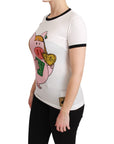 Dolce & Gabbana Elegant White Cotton Crewneck Tee with Motive