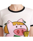 Dolce & Gabbana Elegant White Cotton Crewneck Tee with Motive