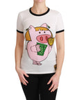 Dolce & Gabbana Elegant White Cotton Crewneck Tee with Motive