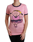 Dolce & Gabbana Pink Crewneck Year of the Pig T-Shirt