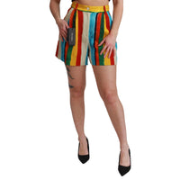 Dolce & Gabbana Multicolor Striped High-Waist Shorts