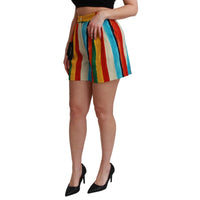 Dolce & Gabbana Multicolor Striped High-Waist Shorts