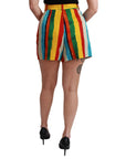Dolce & Gabbana Multicolor Striped High-Waist Shorts