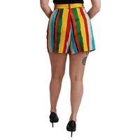 Dolce & Gabbana Multicolor Striped High-Waist Shorts