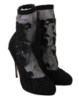 Dolce & Gabbana Embroidered Floral Stiletto Socks Booties