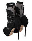 Dolce & Gabbana Embroidered Floral Stiletto Socks Booties