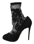 Dolce & Gabbana Embroidered Floral Stiletto Socks Booties