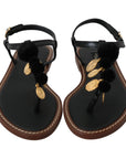 Dolce & Gabbana Pom Pom Flip Flop Ankle Strap Flats