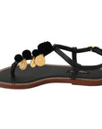 Dolce & Gabbana Pom Pom Flip Flop Ankle Strap Flats