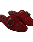 Dolce & Gabbana Radiant Red Slide Flats with Crystal Embellishments