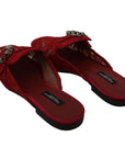Dolce & Gabbana Radiant Red Slide Flats with Crystal Embellishments