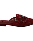 Dolce & Gabbana Radiant Red Slide Flats with Crystal Embellishments