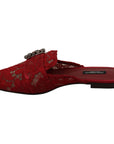 Dolce & Gabbana Radiant Red Slide Flats with Crystal Embellishments