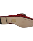Dolce & Gabbana Radiant Red Slide Flats with Crystal Embellishments