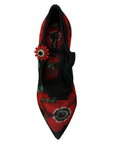Dolce & Gabbana Floral Mary Janes Pumps with Crystal Detail