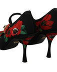 Dolce & Gabbana Floral Mary Janes Pumps with Crystal Detail