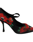 Dolce & Gabbana Floral Mary Janes Pumps with Crystal Detail