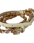 Dolce & Gabbana Champagne Crystal Embellished Leather Belt