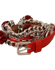 Dolce & Gabbana Elegant Floral Rose Waist Belt in Vibrant Red