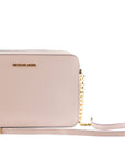 Michael Kors Jet Set Large East West Saffiano Leather Crossbody Bag Handbag (Powder Blush)