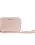 Michael Kors Jet Set Large East West Saffiano Leather Crossbody Bag Handbag (Powder Blush)