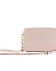Michael Kors Jet Set Large East West Saffiano Leather Crossbody Bag Handbag (Powder Blush)