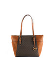Michael Kors Charlotte Signature Leather Large Top Zip Tote Handbag Bag (Brown)