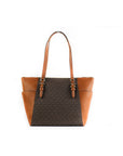 Michael Kors Charlotte Signature Leather Large Top Zip Tote Handbag Bag (Brown)
