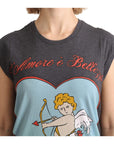Dolce & Gabbana Elegant Gray Cotton Cap Sleeve Tee