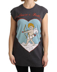 Dolce & Gabbana Elegant Gray Cotton Cap Sleeve Tee