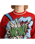 Dolce & Gabbana Radiant Red Cartoon Motive Cashmere Sweater