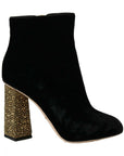 Dolce & Gabbana Elegant Velvet Ankle Boots with Crystal Heels