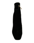 Dolce & Gabbana Elegant Velvet Ankle Boots with Crystal Heels