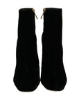 Dolce & Gabbana Elegant Velvet Ankle Boots with Crystal Heels