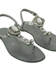 Dolce & Gabbana Elegant Silver Flats with Crystal Embellishments