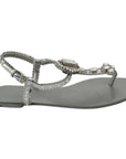 Dolce & Gabbana Elegant Silver Flats with Crystal Embellishments