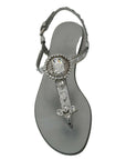 Dolce & Gabbana Elegant Silver Flats with Crystal Embellishments