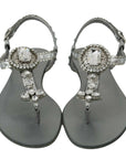 Dolce & Gabbana Elegant Silver Flats with Crystal Embellishments