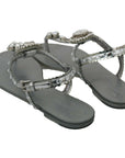 Dolce & Gabbana Elegant Silver Flats with Crystal Embellishments