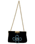 Dolce & Gabbana Velvet Evening Party Crossbody with Crystal Studs