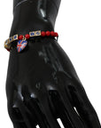 Dolce & Gabbana Elegant Blue Red Glass Cotton Blend Bracelet
