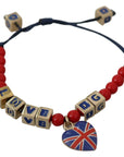 Dolce & Gabbana Elegant Blue Red Glass Cotton Blend Bracelet