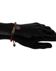 Dolce & Gabbana Elegant Blue Red Glass Cotton Blend Bracelet