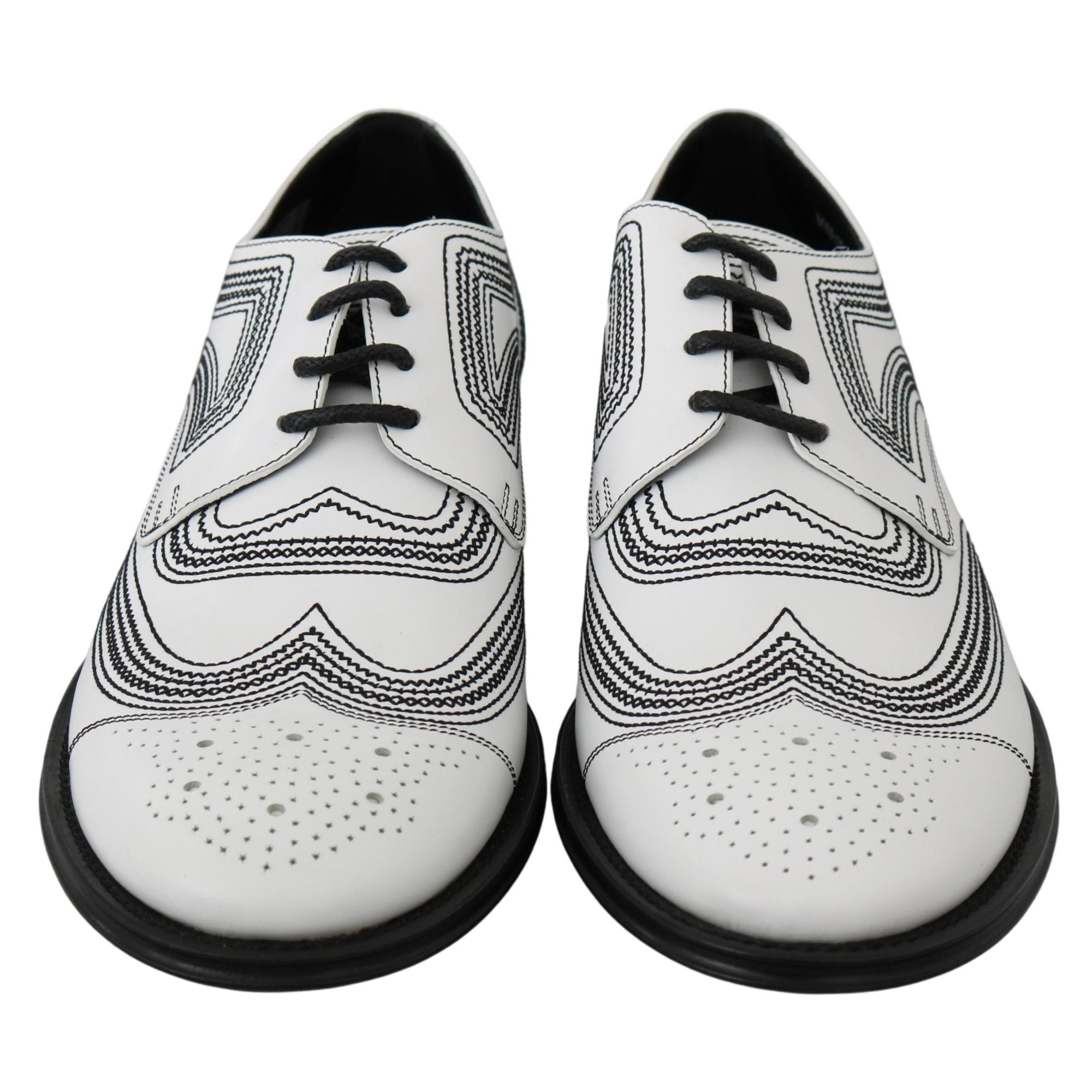 Dolce & Gabbana Elegant White Leather Derby Shoes