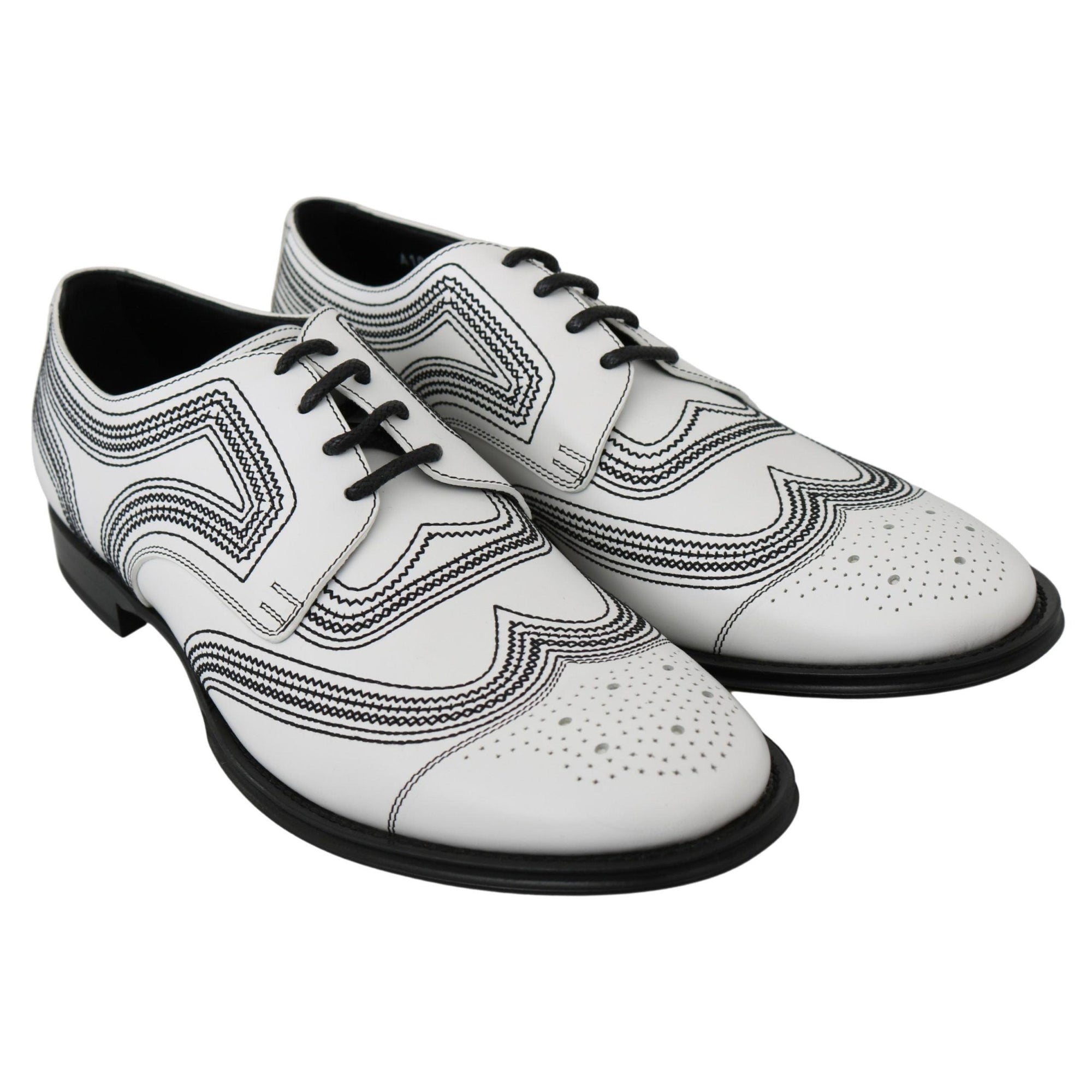 Dolce & Gabbana Elegant White Leather Derby Shoes