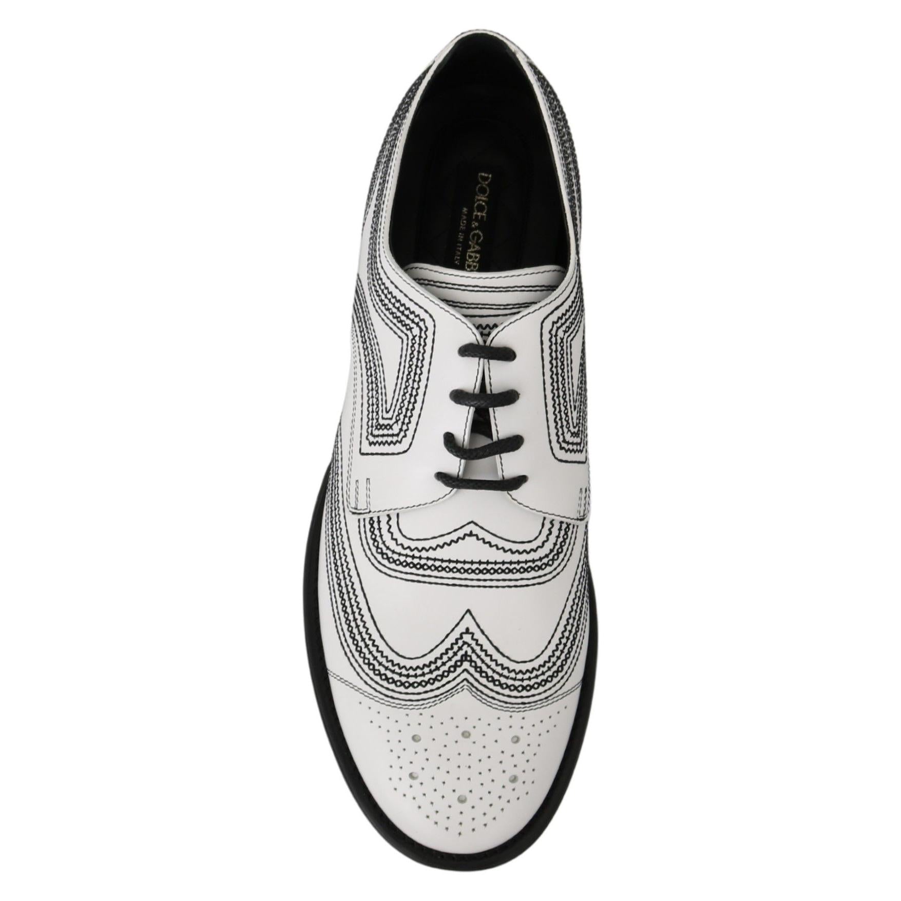 Dolce & Gabbana Elegant White Leather Derby Shoes