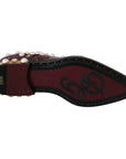 Dolce & Gabbana Elegant Bordeaux Lace-Up Flats with Pearls and Crystals