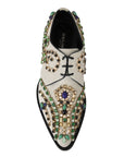 Dolce & Gabbana Elegant White Suede Dress Flats with Crystals